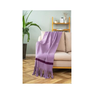 China Designs Quality Luxury Solid Fringe Tassels Anti-Pilling Cable Knit Textured Throw Blanket For Sofa for sale