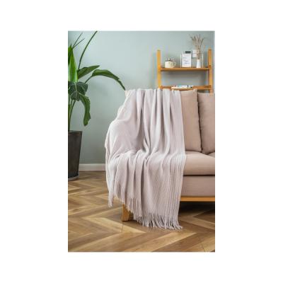 China Anti-Pilling Textured Solid Decorative Throw Blanket Lightweight Couch Knitted Cover For Bed And Sofa for sale