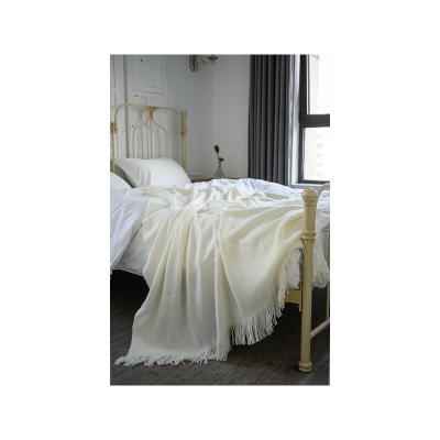 China Simple Pure Wool Blanket Color Fabric Tassel Manufacturer Acrylic Blanket Throw for sale