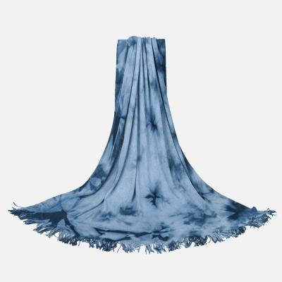 China Anti-bacteria simple mini tie dyed tie dyed baby tassel blanket sofa crochet fringe milk tea blanket for sale