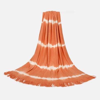 China Anti-bacteria Factory Outlet Tie Dyed Super Soft Warm Acrylic Knitting Throw Blanket for sale