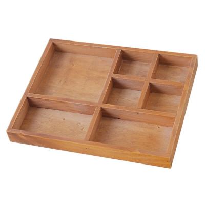 China Wholesale Solid Wood Rectangular Fleshy Tray Stocked Desktop Flower Multi-Grid Desktop Miscellaneous Layout Storage Box for sale