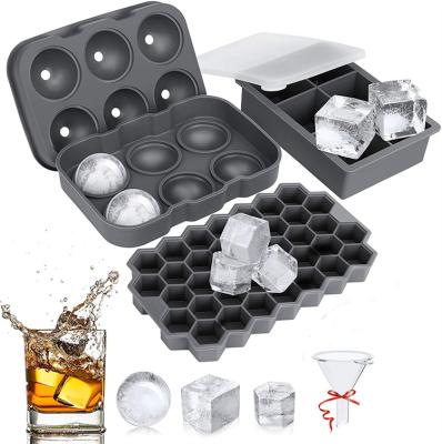 China Easy Demooulding 2021 Amazon Summer Selling 6 Grid Square Round Silica Gel Ice Cube Mold Set Border Trade Goods In Stock for sale