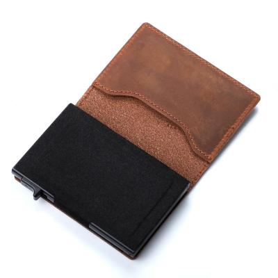 China Online Shopping Card Holder Aluminum Men's Clip Card Case Fashion Export Money Leather Wallet for sale