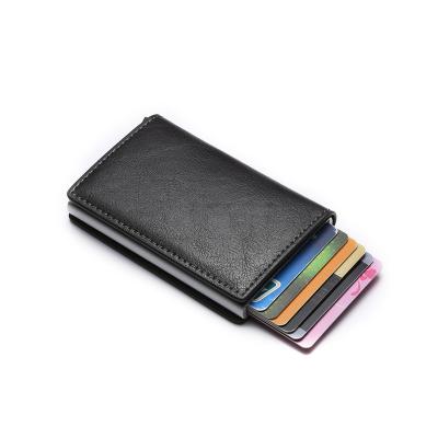 China Fashion Noise Rfid Metal Card Holders Silver Bottom Clips PU Leather Customized Wallets for sale