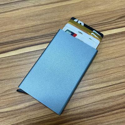 China Aluminum Double Pop Wallet Leather Holder Credit Card Metal Credit Rfid Wallet ID Fashion for sale