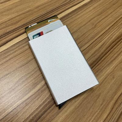 China Fashion Female Rfid Leather Fashion Blocking Aluminum Metal Credit Holder Rfid Card Wallet Quick Release for sale