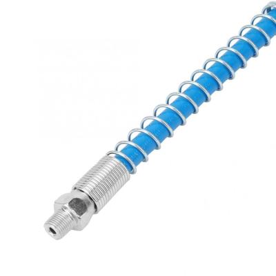 China RESIN RUBBER Flexible Pressure Lubricator Whip Hose Heavy Duty High Pressure Long Extension Pressure Lubricator Hose with Spring Tailpipe for sale