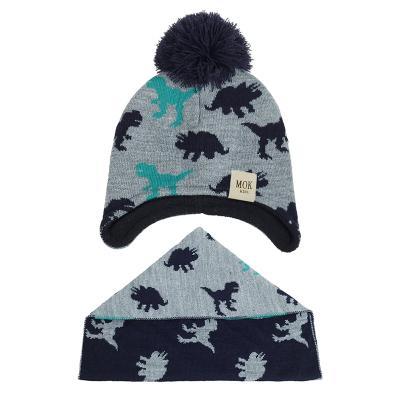 China COMMON Excellent Quality Weaving Art Knitted Kids Pattern Beanie Warm Striped Knit Pom Beanie Winter Hat for sale