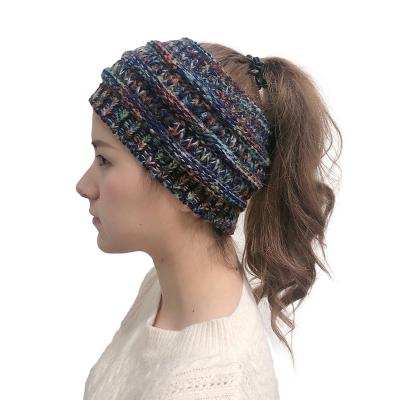 China JOINT Warm Selling 100% Acrylic Customizable Women's Headband Winter Hot Twisted Ponytail Knitted Beanie / Hat for sale