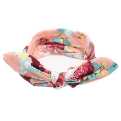 China Padded Sponge Headband Printed Cross Bow Children Little Girl Hair Accessory Rabbit Ears Cotton Floral Headbands for sale