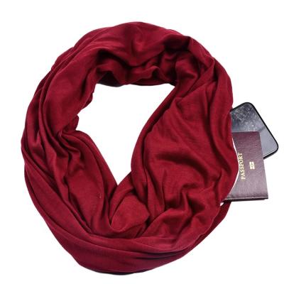 China Squishy Hot Selling Multifunctional Buckle Women Scarf With Hidden Zipper Pocket Ladies Infinity Scarf for sale