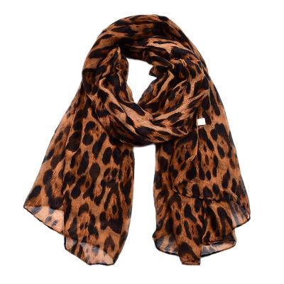 China Hot Sale Viscous Voile Scarf Women Leopard Print Long Ladies Scarf for sale