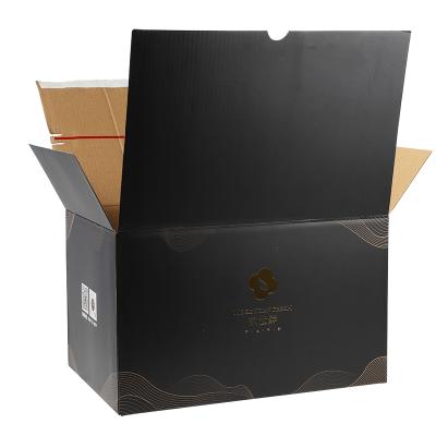 China Yongjin China Easy Package Cardboard Recyclable Custom UV Coating Black Zipper Corrugated To Carton Shipping Boxes for sale