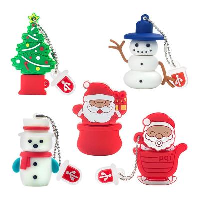 China Memory Storage BYL Customized Gift PVC Cartoon Christmas Santa USB Flash Drive For Xmas Gift for sale