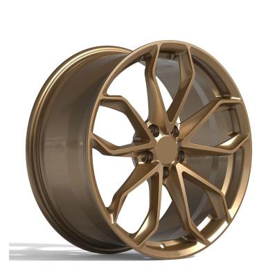 China Monoblock Alloy Aluminum Wheel Rims 5X120 Brush Brown Forged Wheels For Racing Cars for sale