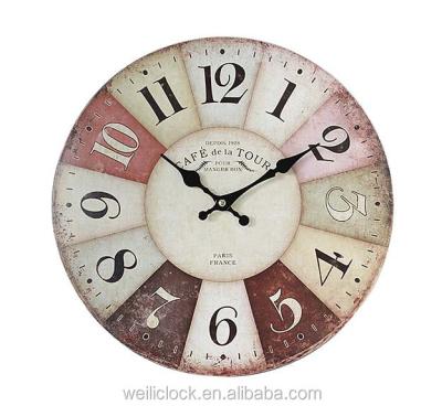 China Hot Sale Antique Popular Good Quality Amazon Style MDF Quartz Wood Antique Wall Clock Large for sale