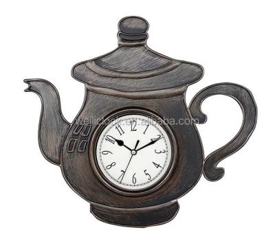 China BRIEF 3D Wall Clock Decorative Wall Watches Tea Kettle Shaped Kitchen Hanging Clocks for sale