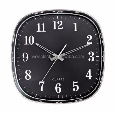 China GIVE INSTRUCTIONS 12 Inch Square Black Wall Clock Home Decorative for sale