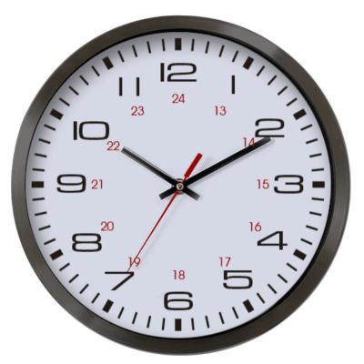 China Europe Half Time Clock 24 Hours 12 Inch Fashion Modern Design Creative Plastic Wall Clock For Home Decor Gift Item for sale