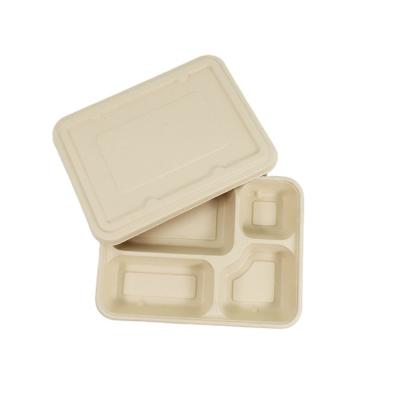 China New Products Healthy Hot Disposable Biodegradable Tableware Compostable 4 Compartment Tray for sale