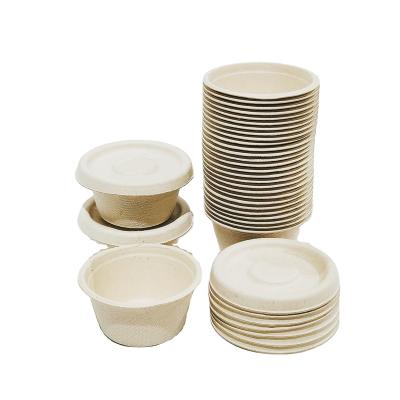 China 50ml Food Grade Mini Viable Disposable Jam Cup Biodegradable Bagasse Bamboo Pulp Sample Cup for sale