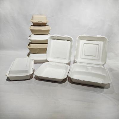 China Biodegradable Clamshell Food Bagasse Sugarcane Customization Customization Takeout Box Eco-Friendly Viable Container for sale