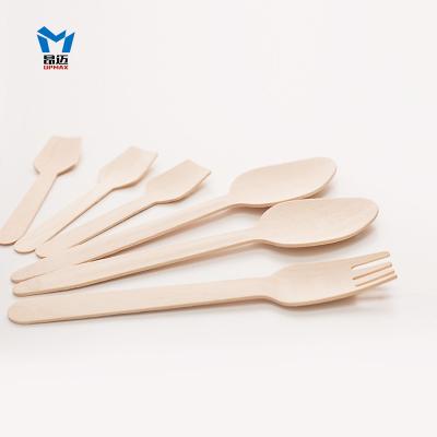 China Disposable Disposable Compostable Wooden Knife Fork Wooden Dessert Cake Spoon Green Tableware for sale