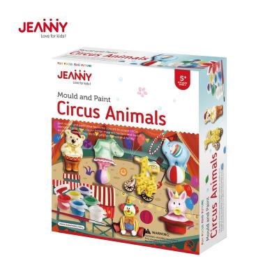 China Wholesale Original Jeanny Design Handmade Plaster Painting Mold and Paint Circus Animals Painting Gypsum DIY Kit for Teens for sale