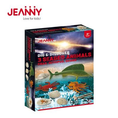 China Jeanny's New Original Design Stem Dig And Discover Educational Archeology 3 Sea Animals Toy Dig It Out Kit Diy Excavation Kit for sale