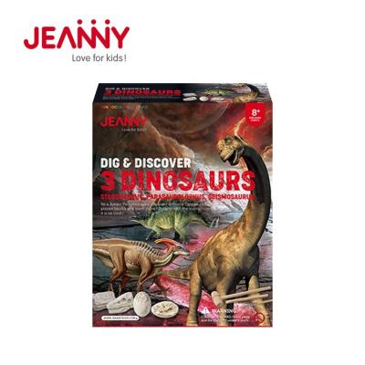 China Jeanny Design Original Rod Archeology Dig Fossil 3 Dinosaur Discovery Excavation Educational Diy Kit for sale