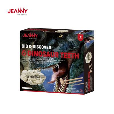 China Jeanny's Original Design Stem Archeology Educational Toys For Kids New Big Dig Kit Excavation Dinosaur Fossil With 6 Dino Teeth for sale