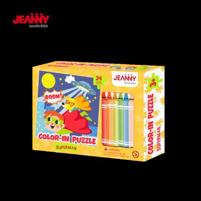 China Jeanny original design 24 pieces coloring puzzle set for kids super color puzzle man with display stand puzzle for sale