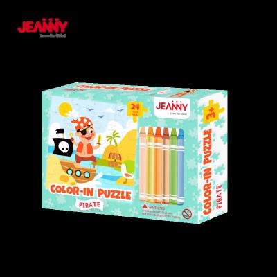 China Jeanny's Original Design 24 PCS Fun Art Creative DIY Project Kit Color In Puzzle Pirate With Display Rack Jigsaw Puzzle for sale