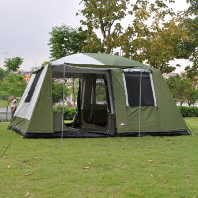 China Extended Type 8 12 Person Camping Tent Large Space Luxury Family Double Layer Camping 2 Rooms Glamping Camping Large Luxury Tent for sale