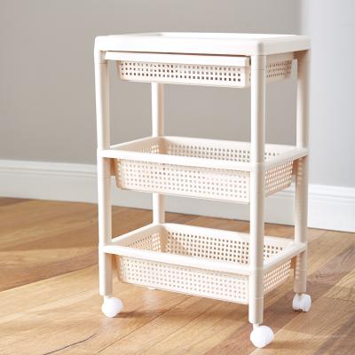 China Youloli Kitchen Corner Shelves Viable Multifunctional Organizer 3 Tier Plastic Storage Rack With Wheels for sale