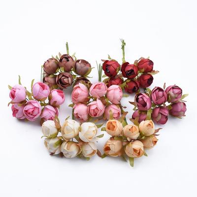 China CLASSIC 6Pcs/1Lot Artificial Roses Flower Wedding Decorations For Home Scrapbooking Christmas DIY Garland Candy Box Bouquet Wreath for sale