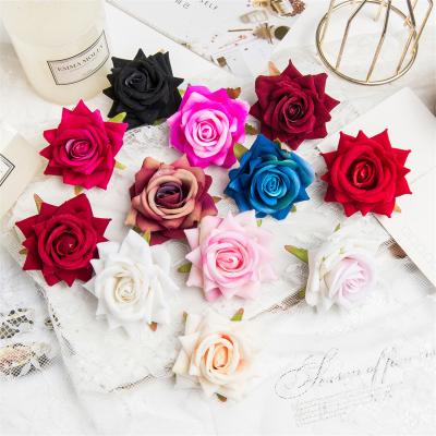 China Europe 1Pcs/Lot Artificial Flowers Wedding Christmas Flannel Roses Heads Bridal Diy Wedding Scrapbooking Home Decoration Accessories for sale