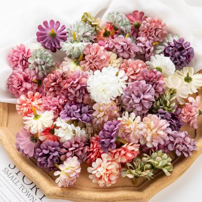 China Tissue DIY Straw Hat Silk Flower Box Handmade Materials Wedding Party Decoration 1Pcs Artificial Silk Ball Chrysanthemum Flower for sale