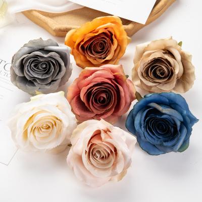 China 1pcs/Lot 9cm Silk Rose Artificial Silk Flower Heads White Decorative Scrapbooking for Flowers Wedding Home Birthday Decoration for sale