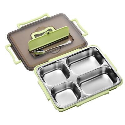 China Portable 304 Stainless Steel Student Insulation Viable Lunch Box Transparent Suit Fresh-Keeping Lunch Box With Handle for sale