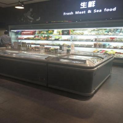 China Air Curtain Vegetable Merchandiser Single-temperature Supermarket Front Display Beverage Multideck Open Fridge for sale