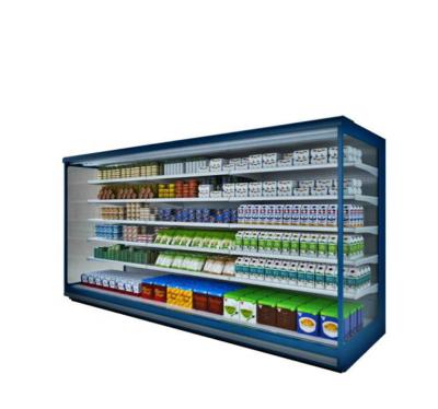 China Single-temperature open fridge for super vegetable and fruits fo market with night curtain for sale