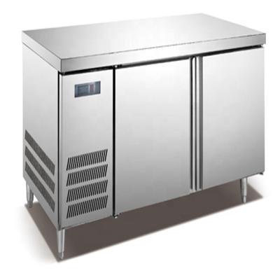 China Restaurant Kitchen Hotel 220V Stainless Steel Length 110V 1.5M 1.8M Kitchen Freezer Work Commercial Electric Table Fridge for sale