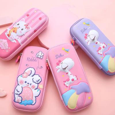 China Kawaii Cute Recyclable Custom Design 3D Unicorn Kids Pencil Case EVA School Girl Pencil Box for sale