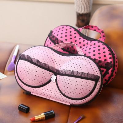 China Carry Bag EVA Zipper Lingerie Underwear Travel Bra Case Fashion Dustproof Durable Waterproof Travel Bra Bag with Handle for sale