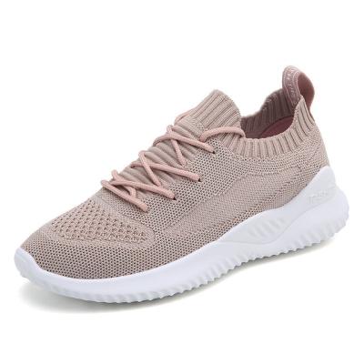 China Autumn New Style Lightweight Running Women's Sports Shoes 2021 Fashion Korean Students Non-slip Breathable Flying Woven Sneaker Shoes for sale