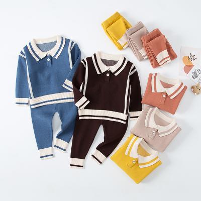 China New Baby Cotton Anti-Shrink Kintting Clothing Sets Kids Boys Girls Spring Clothes Sets Autumn Loose Tracksuit Pullovers Tops+Pants 2PCS for sale