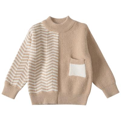 China Striped autumn anti-shrink children's pullover sweater boy baby for knitting sweaters cotton sweaters little boys' pocket pullover sweater wholesale for sale