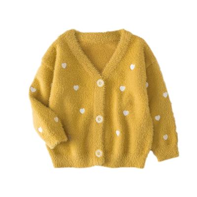 China New Cute Colorful Love Knitted Sweater Toddler Winter Warm Outerwear Girls Cardigan Sweaters Anti-Shrink Long Sleeve Sweater Girls Cardigan for sale